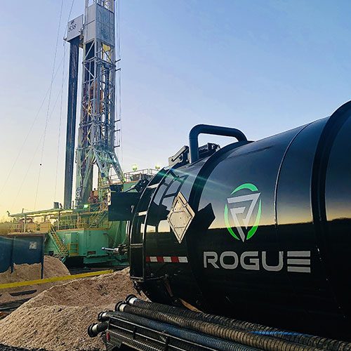 rogue inc hydrovac tank closeup on wellsite